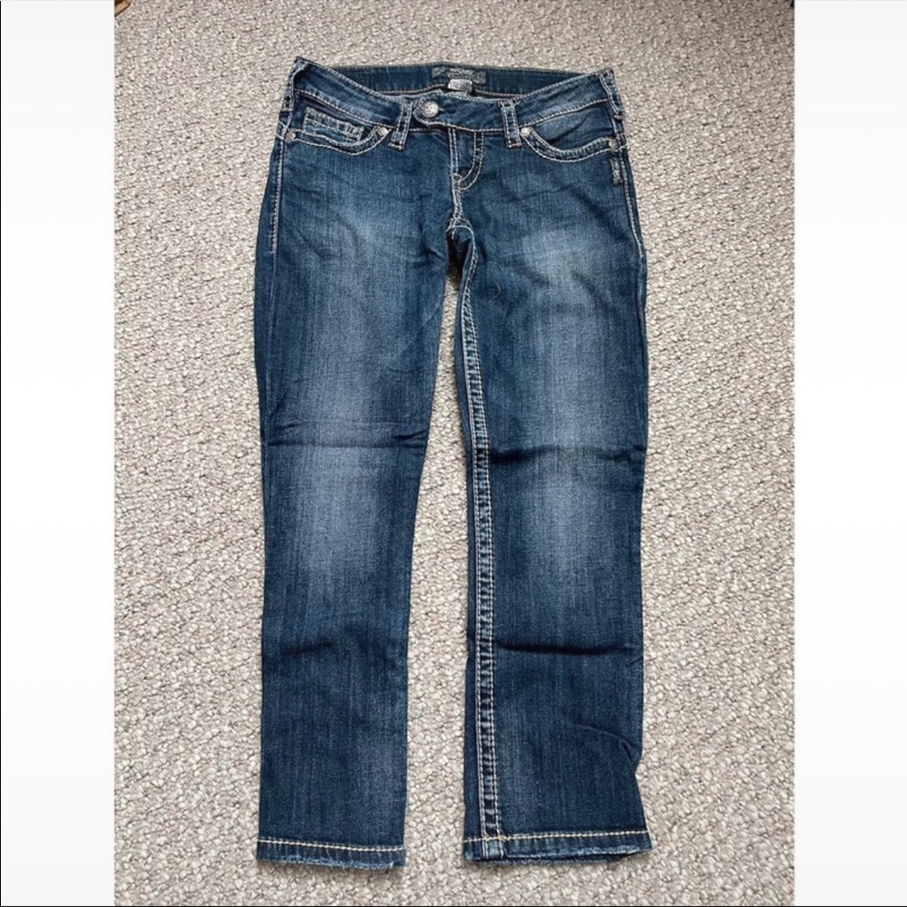 Silver jean capris
